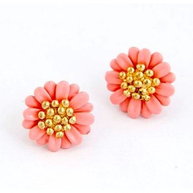 Daisy Pink Gold Plated Stud Earrings